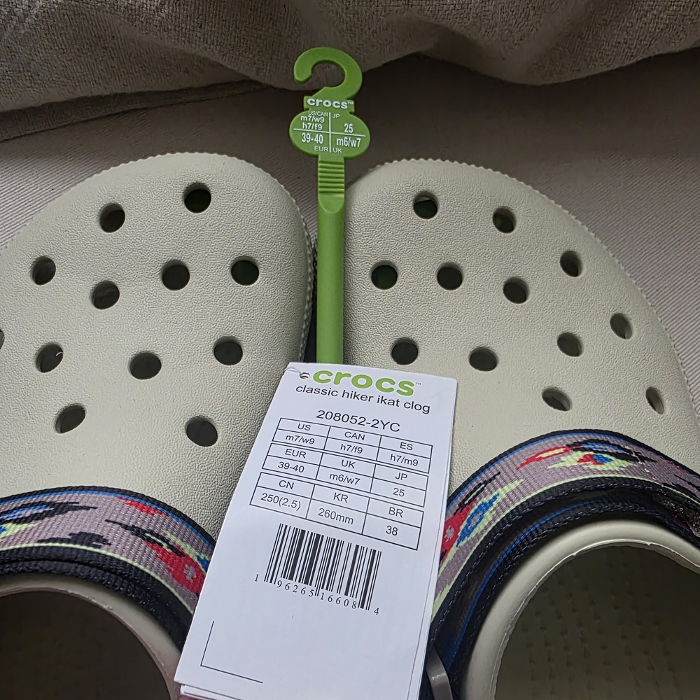 Crocs Classic Hiker Ikat Clog with Multi-Color Strap - Cream - Picture 2 of 7